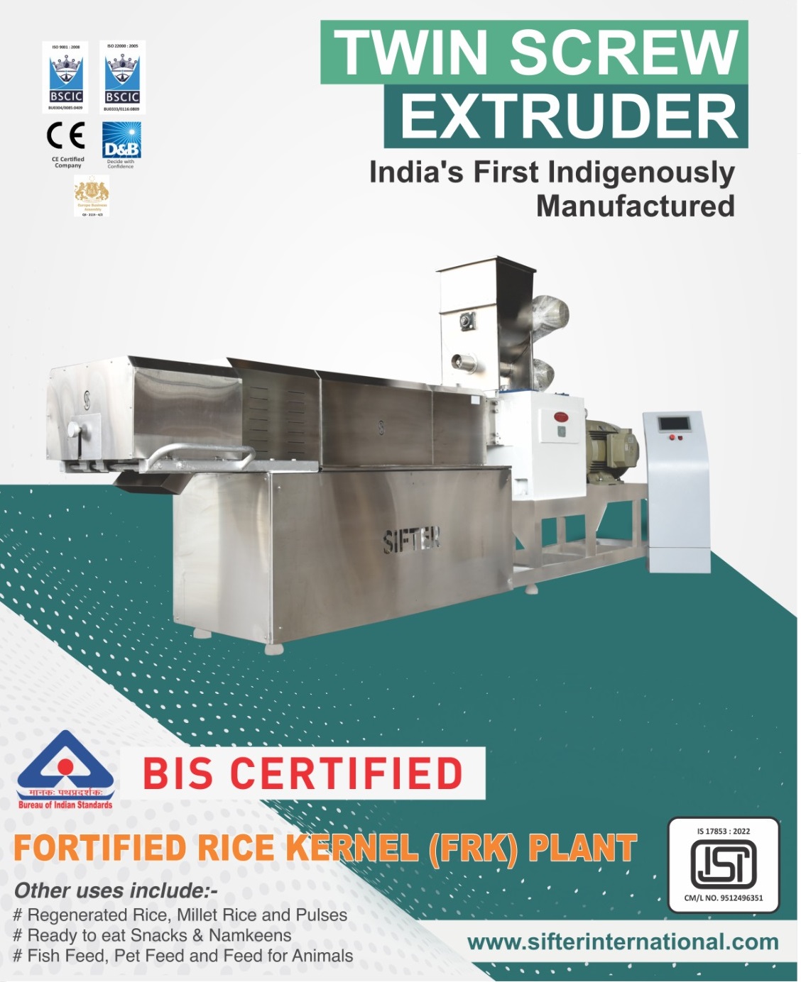 BIS Certified Twin Screw Extruder Manufacturer
